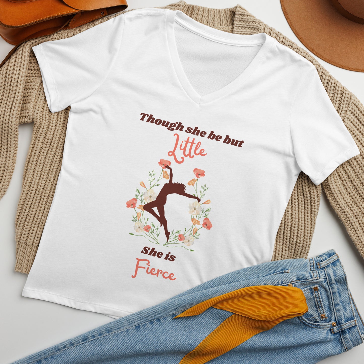 She is Fierce Women’s relaxed v-neck t-shirt