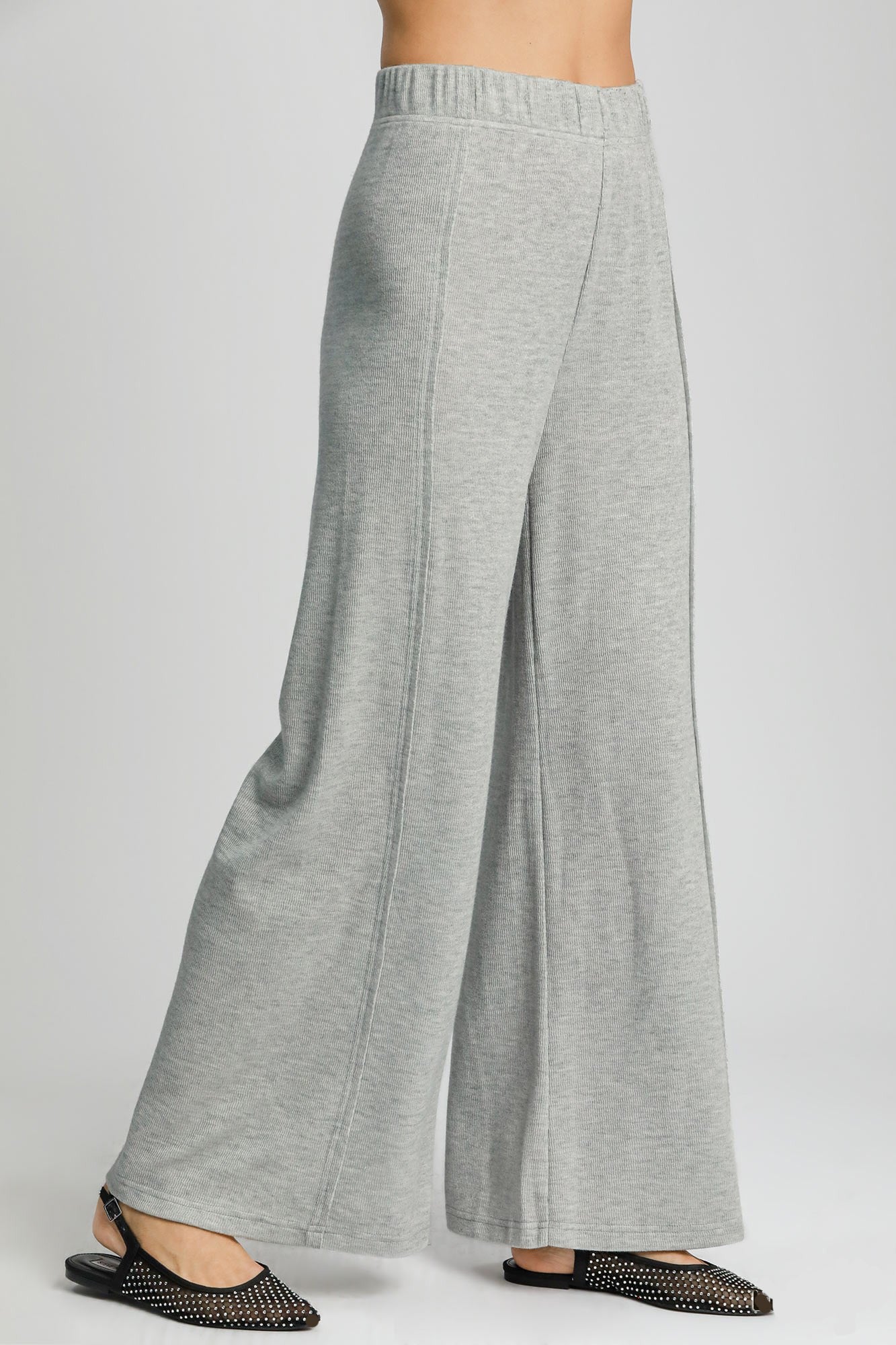 Umgee Elastic Waist Wide Leg Knit Pants