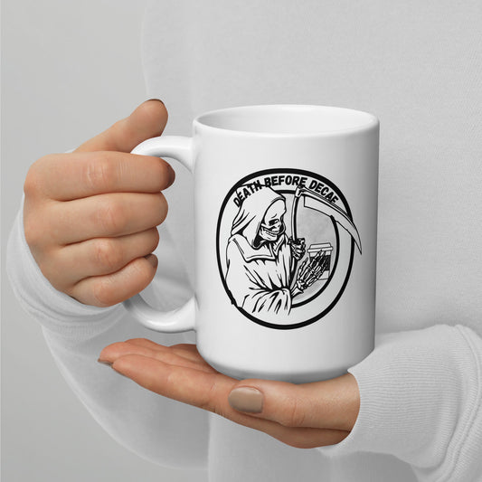 Death Before Decaf glossy mug - Bright Eye Creations