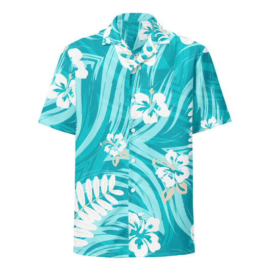 Unisex Blue Hawaii button shirt - Bright Eye Creations