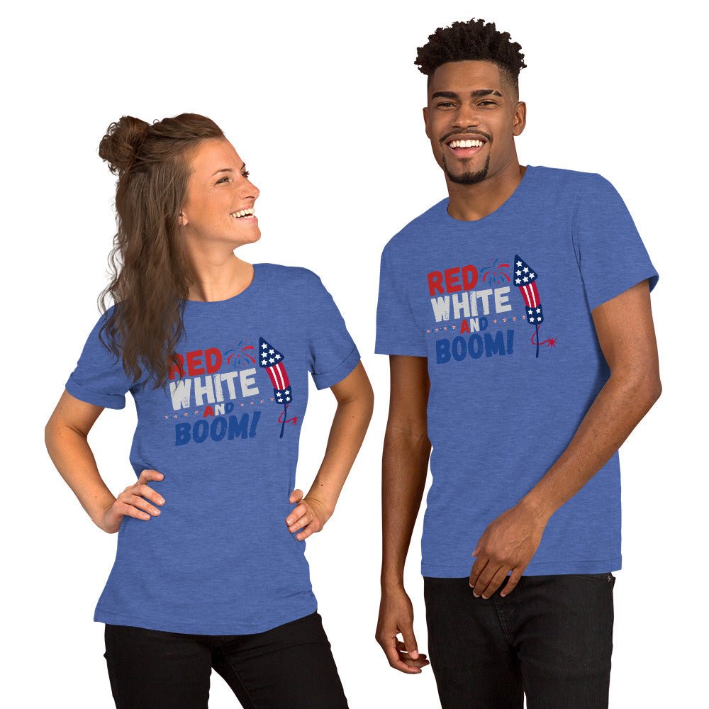 Unisex Red White and Boom t-shirt - Bright Eye Creations