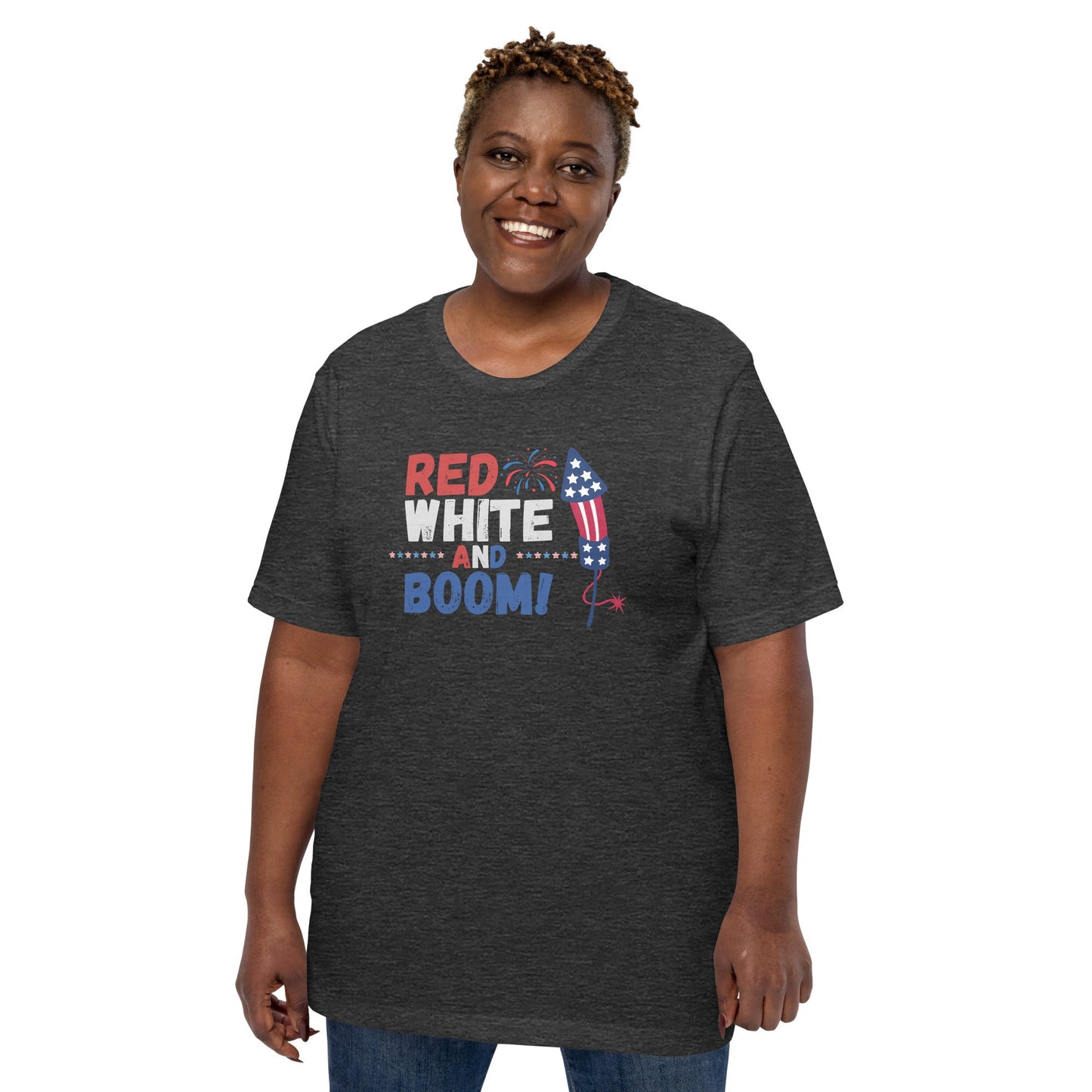 Unisex Red White and Boom t-shirt - Bright Eye Creations