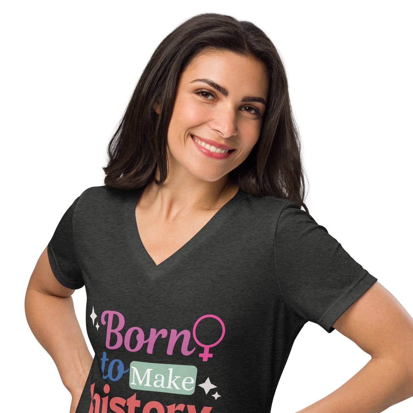 Born to Make History Women’s relaxed v-neck t-shirt