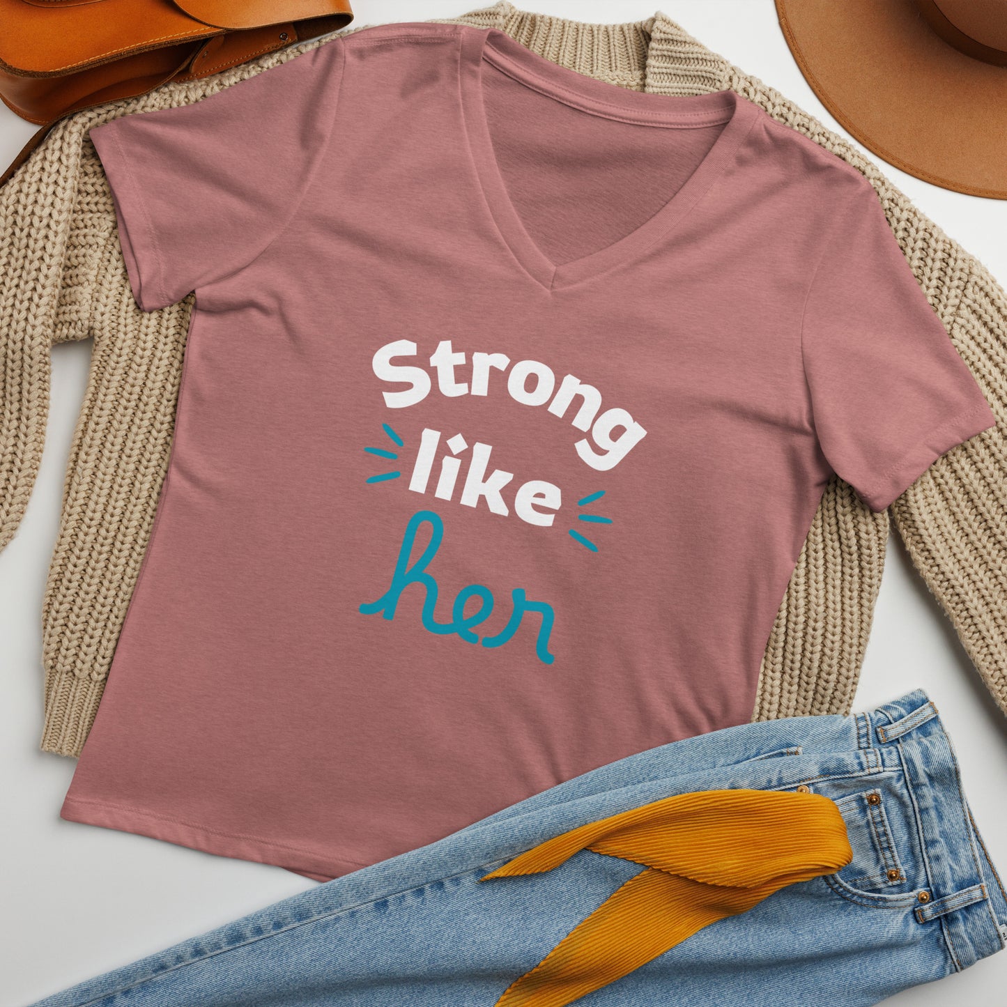 Strong Like Her Women’s relaxed v-neck t-shirt